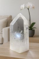 Bergkristall 13 cm · 800 g – Extra klar mit Regenbogen · 